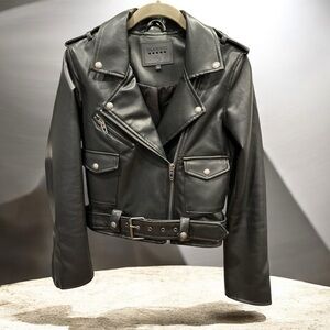 Blank NYC Black Vegan Faux Leather Moto Jacket XS